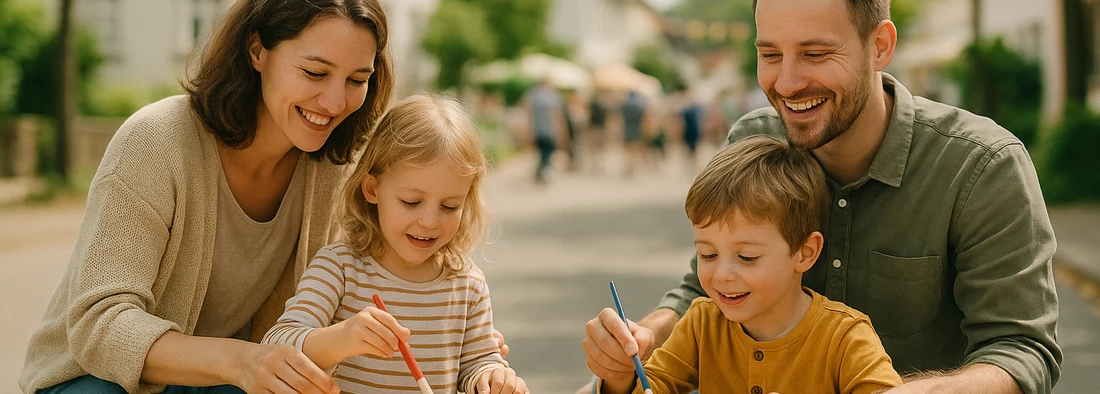 Familie beim gemeinsamen Entdecken